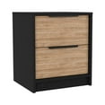 thumbnail image 3 of Modern Nightstand 19" H, Two Drawers, Black / Pine Nightstand Bedside Tables End Side Table For Bedroom Living Room, 3 of 5