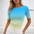 thumbnail image 4 of DeHolifer Women's Tops Casual Plaid Printed Crewneck Short Sleeve Lightweight Summer Trendy Tee Tops Yellow S, 4 of 7