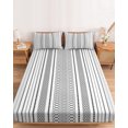 thumbnail image 2 of Full Size Fitted Sheet Set - Black White Striped 3 Piece Bedding Sets 16" Deep Pocket Fitted Sheet with 2 Pillowcases Modern Farmhouse Geometric Brushed Microfiber Hotel Luxury Bed Sheets, 2 of 9