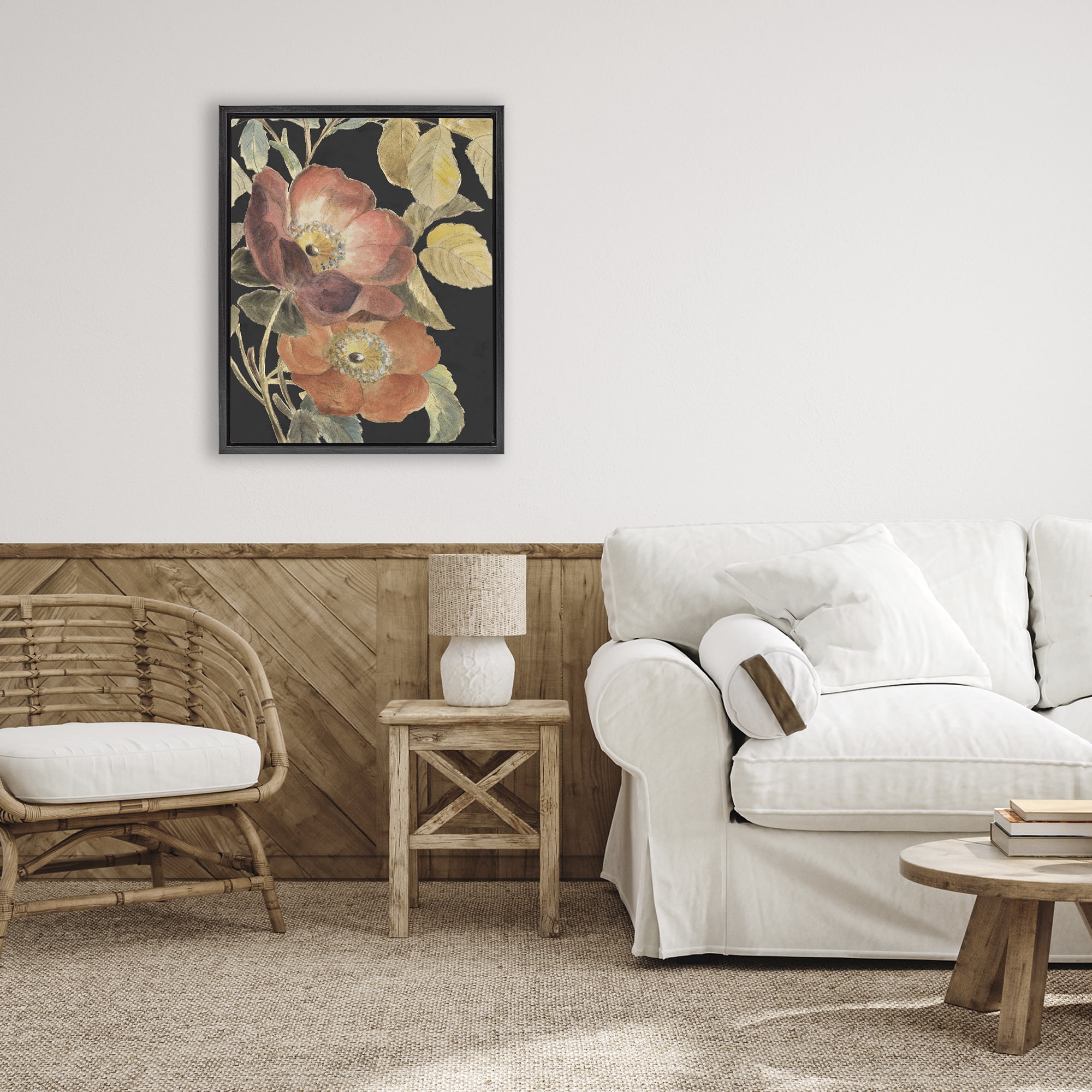 Stupell Industries Red Flower over Black Black Framed Floater Canvas Wall Art, design by Lanie Loreth