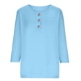 thumbnail image 3 of Aofany Women's Casual 3/4 Sleeve Length T-Shirts Tunic Tops V Neck Loose Fit Basic Tee Solid Color Blouse for Work Daily, 3 of 5