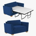 thumbnail image 2 of MUZZ Twin Size Pull Out Sofa Bed, Velvet Sofa Couvh with Pull Out Bed, Sleeper Sofa Couch with Foam Mattress, 2-in-1 Sleeper Couch Bed for Living Room/Apartment/Small Spaces (Blue), 2 of 7