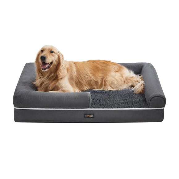 Cama Ortopédica para Perros, Sofá, Cama para Mascotas, Funda Extraíble y Lavable, 106 x 80 x 20 cm, Gris Oscuro MPGW077G01