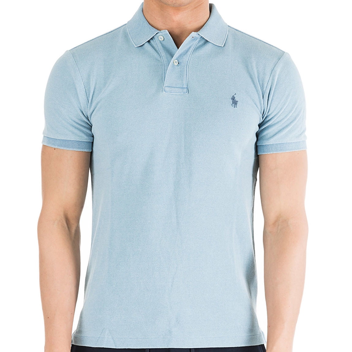 kom over Merchandiser Spis aftensmad POLO by Ralph Lauren Mens Cotton Slim Fit Polo Shirt (Large, Light Blue) -  Walmart.com