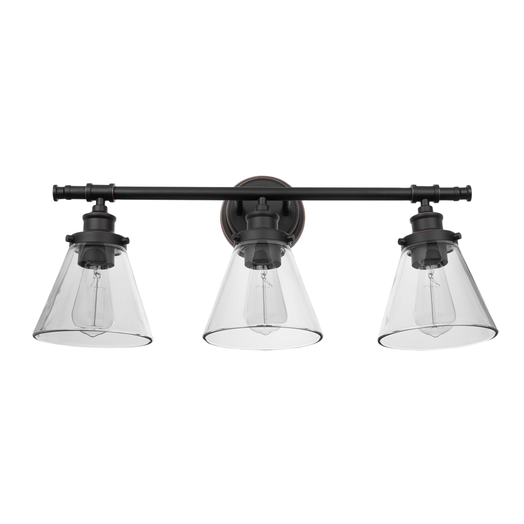 Globe Electric 51445 Parker 3 Classy Vanity Light in Chrome Clear Glass Shades 