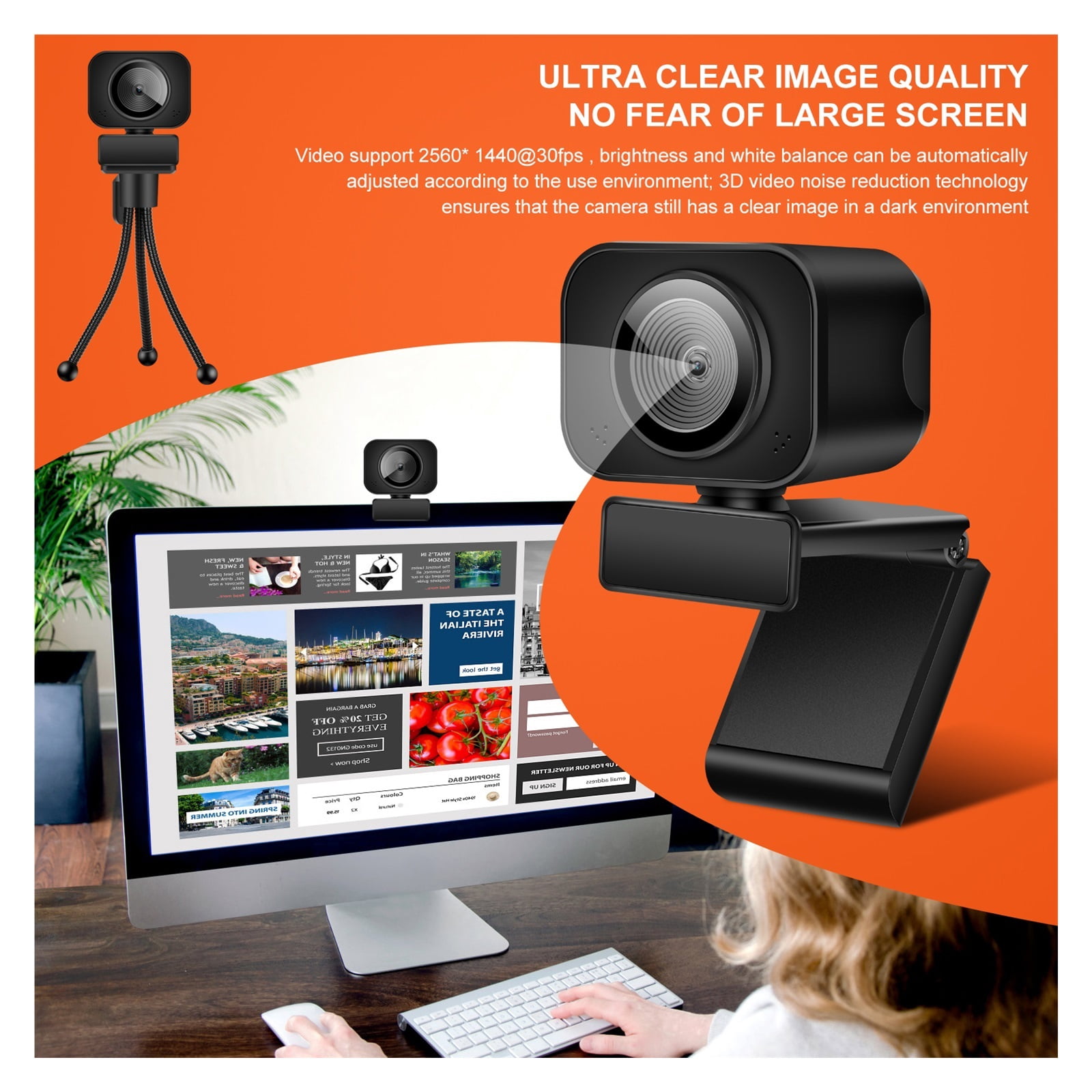 Webcam 2K Full HD USB Mini Web Camera Autofocus With Microphone Web Cam For PC Computer Laptop Streaming Webcamera ,HD Video