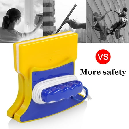 Window Glass Cleaner - ANGGREK Square Shape Double-Side Magnetic Glass Cleaner Wiper with 2 Extra Cleaning Cotton for Wi,Kitchen Cleaner Wiper window cleaning tool Magnetic Useful Double-sided Window Glass Cleaner Wiper Bru