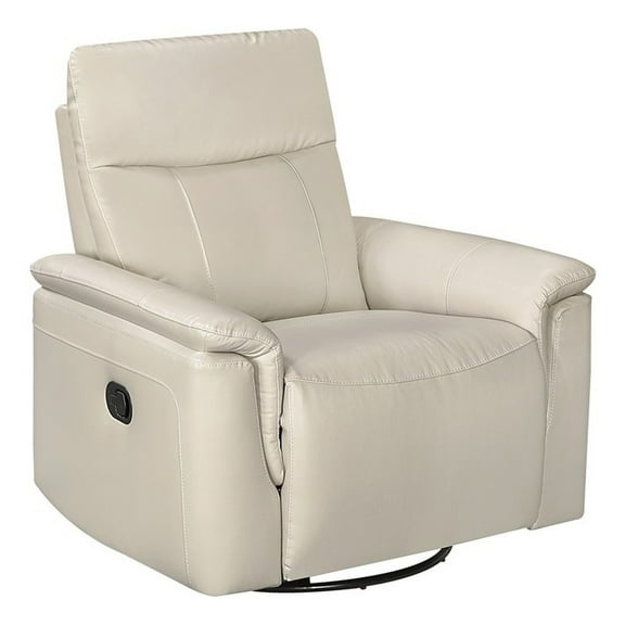 Lexicon Hadley Leather Swivel Glider Reclining Chair in Taupe