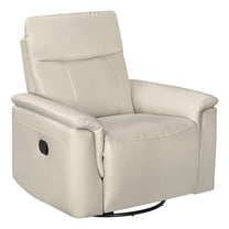 Lexicon Hadley Leather Swivel Glider Reclining Chair in Taupe