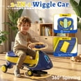 thumbnail image 3 of Ktaxon 12V Electric Wiggle Car for Kids, Electric Ride On Car for Aged 3+, 2 Speeds, Flashing Wheels, Bluetooth, LED Lights- Blue Yellow, 3 of 9