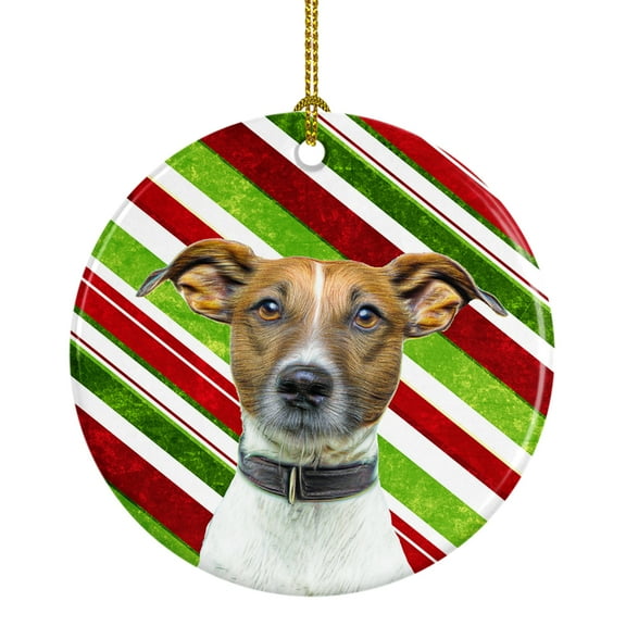 Candy Cane Holiday Christmas Jack Russell Terrier Ceramic Ornament