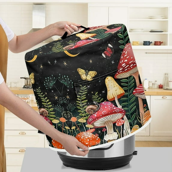 Xoenoiee Kitchen Appliance Accessories Dust Cover for 8 Qt Electric Pressure Cooker/Air Fryer/Rice Cooker/Steamer, Butterfly Snail Mushroom Print Pressure Cooker Cover with Handle and Pocket