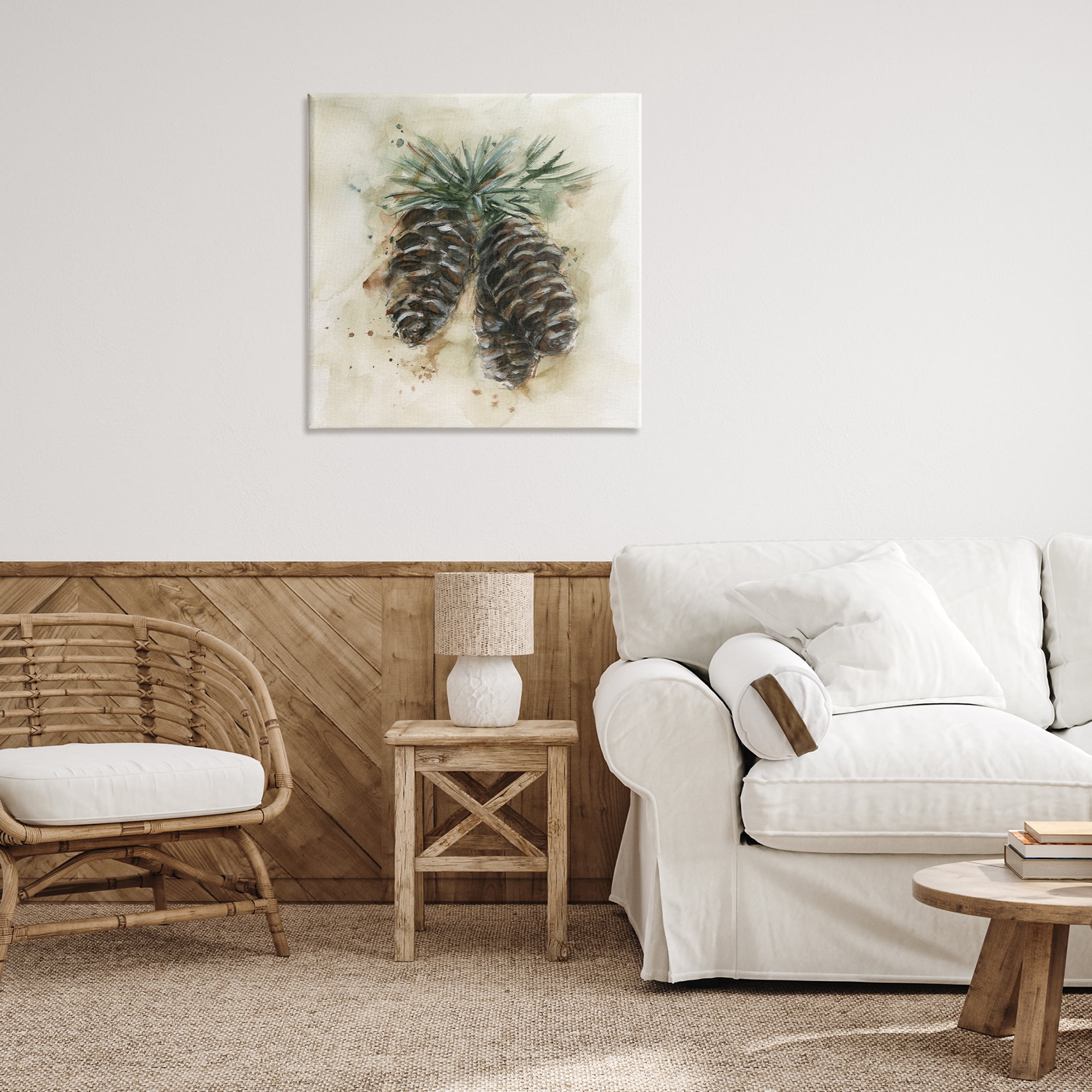 Stupell Industries Rustic Forest Pinecone Plants & Flowers Painting Wrapped Canvas Art Print Wall Art, 30 x 30