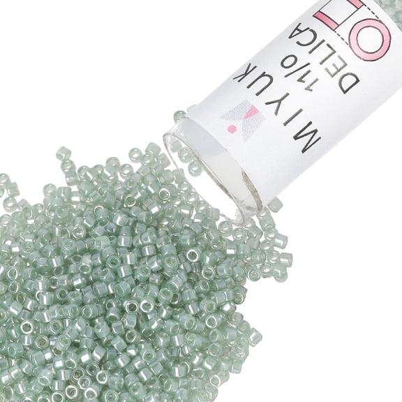 Miyuki Delica Seed Beads – Size 11/0 (1.6 mm), DB1484, Transparent Light Moss Green Luster, 7.2 g, Approx. 1440 Beads