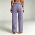 thumbnail image 4 of Kaemgyyd Women's Pajama Pants Elastic Waist Fleece Pj Bottoms Texture Loungewear Trousers Comfy Soft Straight Leg Pants（Purple,One Size）, 4 of 7