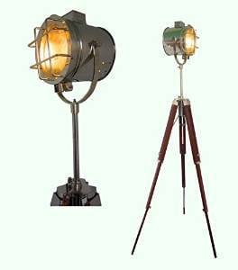 Vintage Spot Light Retro Tripod Searchlight Electric Floor Lamp Searchlight 