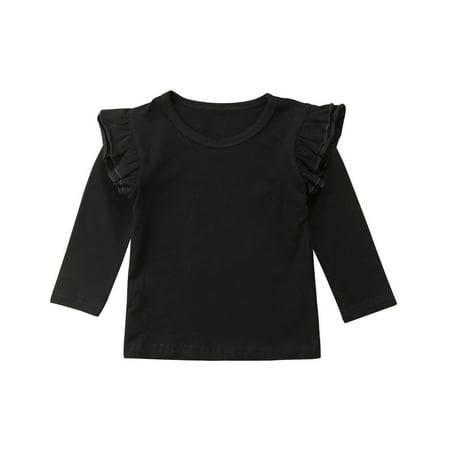 

Mioliknya Baby Girl Long Sleeve Solid Color Ruffle Top for Autumn and Spring