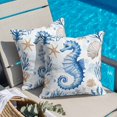 thumbnail image 6 of Ocean Seahorse Throw Pillow Cover Starfish Shell Seaweed Watercolor Cotton Linen Cushion Cover Throw Pillow Case with Invisible Zipper for Couch Sofa Bed Chair Car 18x18 Inch, 6 of 14