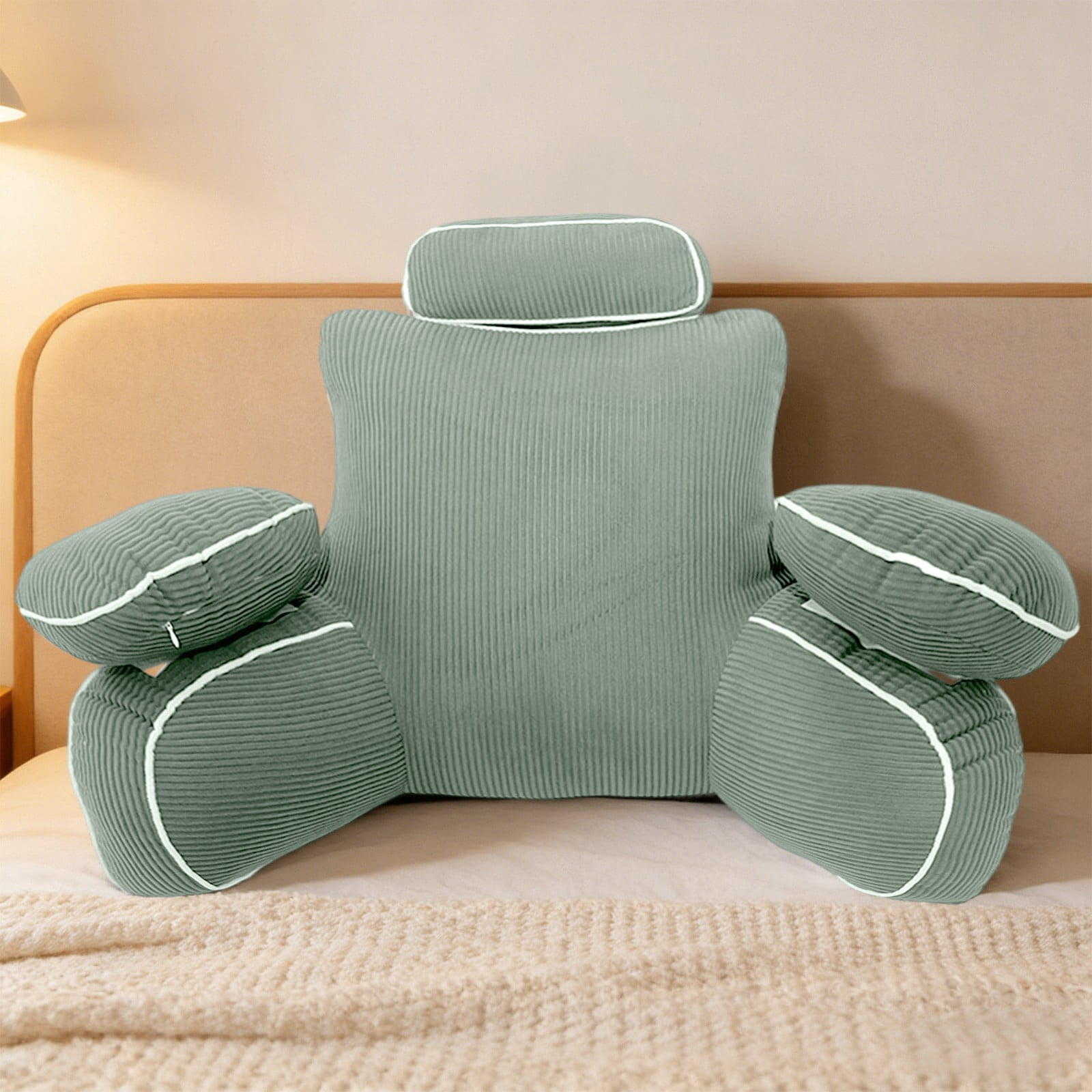 Oversized Bed Head Rest Cushion, Plush Upholstered Ergonomic Compressed Design, Full Body Back Support Pillow for bedroom, dormitory, sofa leisure and daily sitting comfort