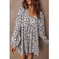 thumbnail image 2 of Women's Multicolour Leopard Print V Neck Mini Dress – Long Sleeve Casual Chic for Spring, XL, 2 of 10