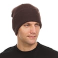 thumbnail image 4 of 100% Merino Wool - Midweight Everyday Knit Cuff Beanie - Warm Winter Hat - Dark Brown, 4 of 4