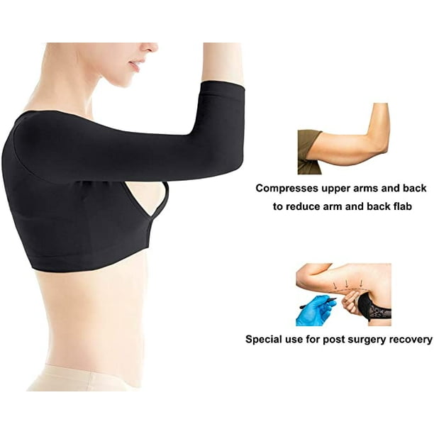 Women's Arm Shaper Upper Arms Slim Shaper Figure Shapewear Sleeves Post  Surgical Compression Posture Humpback Corrector Top, Black(XXL 
