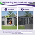 thumbnail image 6 of Roninkier 10x8 FT Outdoor Steel Storage Shed, Heavy Duty Weather-Resistant Metal Tool Garden Shed with Clear Window & Lockable Doors Floor Frame Base for Backyard, Patio, Lawn, Gray, 6 of 9