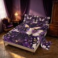 thumbnail image 2 of Homewish Girls Butterfly Bed Sheets, Chic Floral Leaf Full Size Sheets, 4pcs, 1 Flat Sheet, 1 Fitted Sheet and 2 Pillowcases, 2 of 6