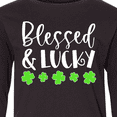 thumbnail image 4 of Inktastic Blessed and Lucky 4 Leaf Clovers St. Patrick's Day Long Sleeve Youth T-Shirt, 4 of 5