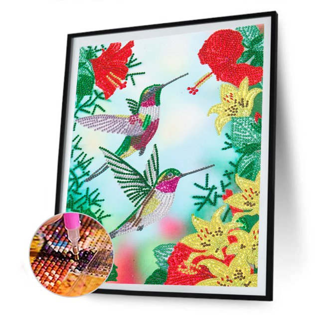 Cuadros Decorativos 5D DIY Forma especial parcial Taladro Diamante Pintura Pájaro Flor Imagen de diamantes de imitación Tmvgtek embutido en tela