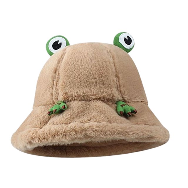 Gorro de pescador de felpa de invierno, gorro de pescador ligero de dibujos animados a prueba de viento, gorro de rana cálido, talla única, único para , Khaki Yinane sombrero de copa