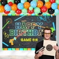 thumbnail image 5 of Laser Tag Birthday Party Decorations, 65PCS Green Blue Red Balloons Neon Glow Happy Birthday Banner Table Photography Background for Laser Theme Birthday Party Supplies, 5 of 7