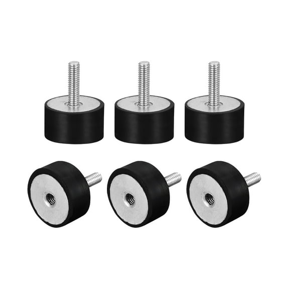 Rubber Mount 6 Pack M6 Male/Female Vibration Isolator Shock Absorber, D20mmxH10mm