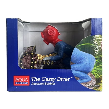 Aqua Culture Gassy Diver Polyresin Aquarium Bubbling Ornament
