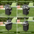 thumbnail image 2 of Outdoor Grill Cart Table Pizza Oven Trolley with Wheels,  Moveable Solid Wood Kitchen Units with Storage for Outside, Garden Serving Cart Cooking Table with Stainless Steel Top for BBQ, Patio, 2 of 9