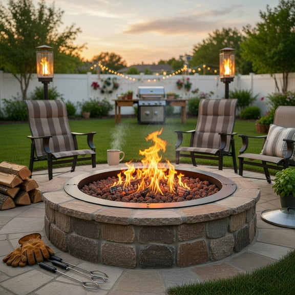 Resenkos 36 Inch Round Steel Fire Pit Ring Kit – Heavy-Duty Black Powder-Coated Outdoor Backyard Firepit Base for DIY In-Ground or Above-Ground Use