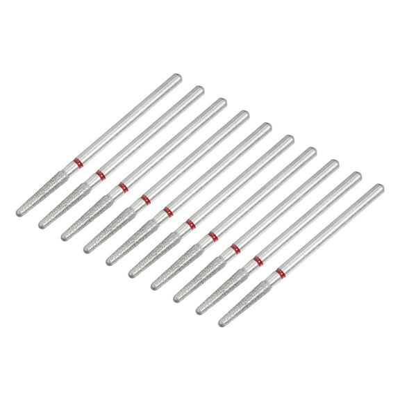 Unique Bargains 10 Pcs Emery Nail Drill Bits Set for Acrylic Nails 3/32 Inch Nail Art Tools 44.2mm Length Red