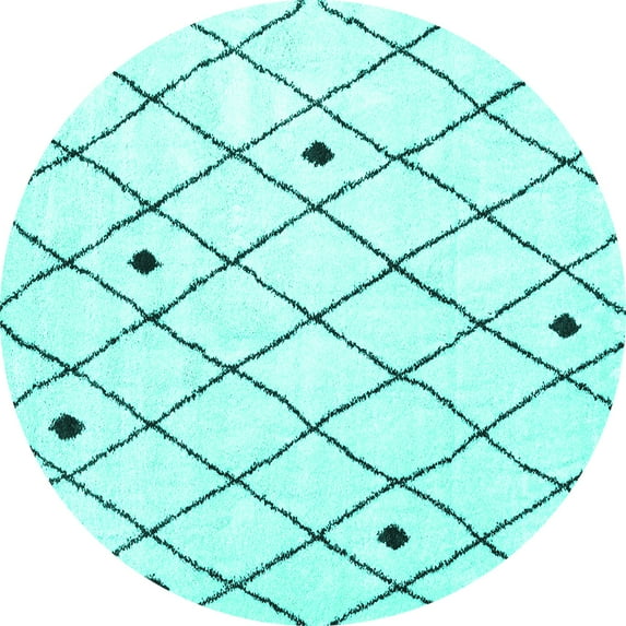 Ahgly Company Indoor Round Persian Turquoise Blue Traditional Area Rugs, 6' Round