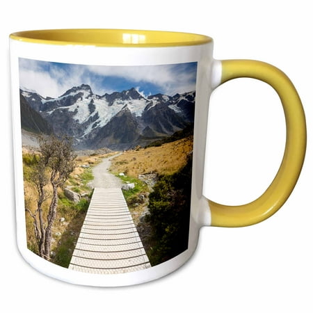 3drose, New Zealand, Canterbury, Aoraki-mt. Cook National Park, Hooker Valley., 15oz Two-tone Yellow Mug
