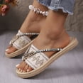 thumbnail image 4 of Dakaela Women's Casual Woven Sandals Bohemian Braided Summer Beach Flip Flops Open Toe Flat Slides Walking Slippers Shoes Size 6-11 White, 4 of 6