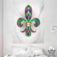 thumbnail image 1 of Fleur De Lis Tapestry, Golden Yellow Colored Lily Symbol With Diamond Shapes Royalty Theme Ancient, Wall Hanging for Bedroom Living Room Dorm Decor, 60W X 80L Inches, Purple Green, by Ambesonne, 1 of 2