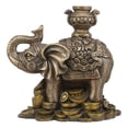 thumbnail image 5 of Feng Shui Auspicious Elephant With Trunk Up Standing On Gold Ingot Coins Statue, 5 of 9