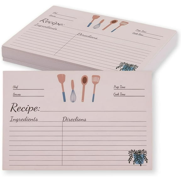 50Pcs 4 x 6 Inch Double Sided Recipe Cards Bridal Blank Cards Paper Rectangle Writable Food Misty Rose Vintage Retro Rustic Thick Cardstocks Pack for Wedding Bridal Shower Housewarming Gifts Colorful