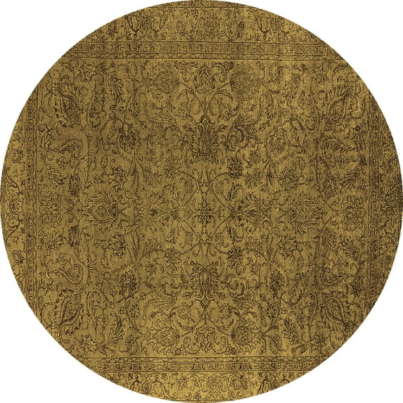 Ahgly Company Indoor Round Oriental Brown Industrial Area Rugs, 5' Round