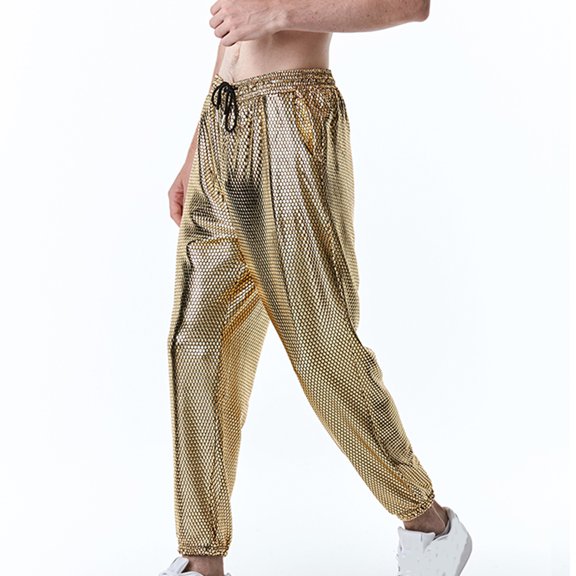 HOMADLES Mens Joggers Sweatpants Solid Elastic Waist Lightweight Loose Drawstring Outdoor Pants for Men Gold 2XL