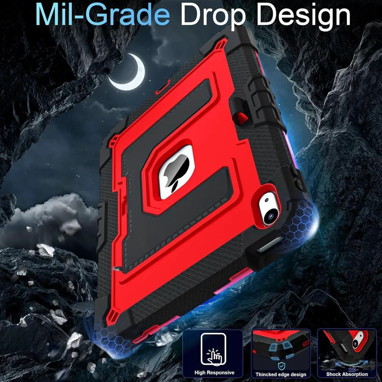 Case for iPad (A16) 11th Generation 11 Inch 2025, iPad 10th Generation 10.9 Inch 2022, Fully-Body Rugged Shockproof Protective Cover with Kickstand Pencil Holder Shoulder Strap