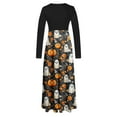 thumbnail image 4 of Enjoytime Robe à Manches Longues pour Femmes, Mignonne, Imprimée, Col Rond, Patchwork, Robes Maxi, Décontractée, Élégante, Gothique, Costume d'Halloween, Beige, TTG, 4 of 5
