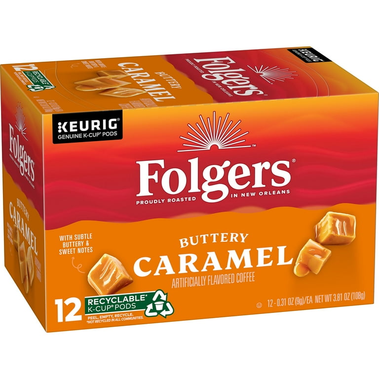 Free Shipping 72 Count Folgers Buttery Caramel Artificially Flavored Coffee K Cup Pods Walmart