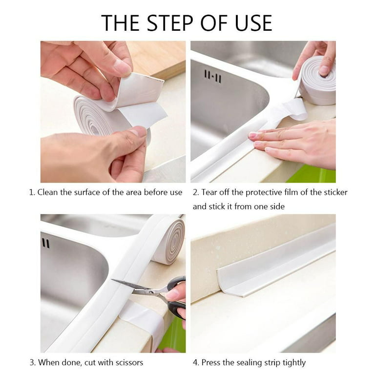 1/2/3M*22mm/38mm Sealing Strip Tape Bathroom Shower Sink Bath Caulk Tape  White PVC Self adhesive Waterproof Wall sticker for Bathroom Kitchen