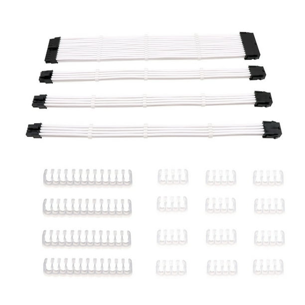 Cable Extensión FLhrweasw La Caja La PC Placa Base 24 Pines + CPU 4 Pines + 2 GPU 8 Pines blanco